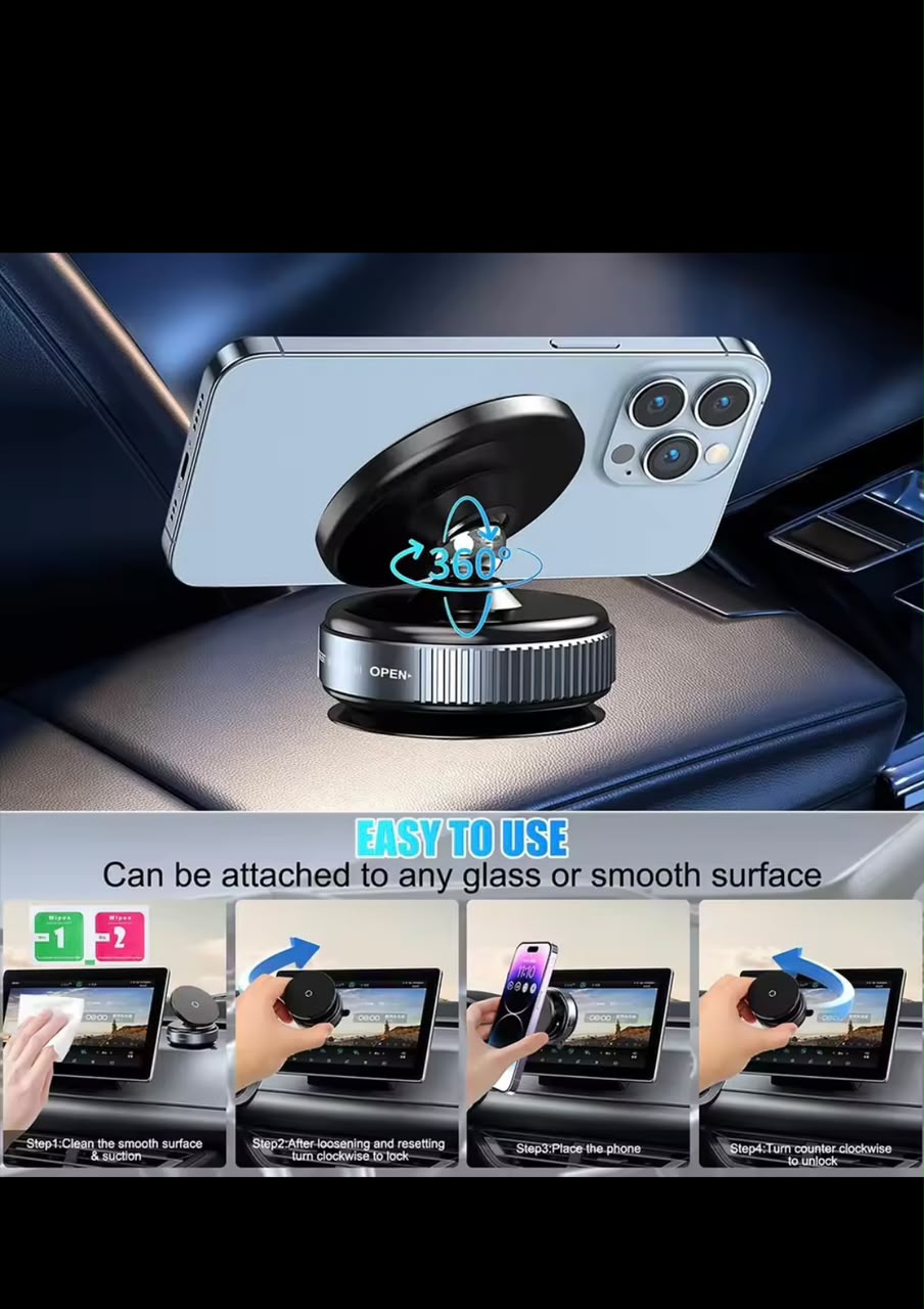 Suporte magnético a vácuo ajusável em 360º