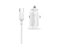 Techancy Carregador De Automóvel Mini  TC6407, Carregamento 2usb 2.4A, Conjunto De Cabos De Dados Usb-Type-C 1m, branco